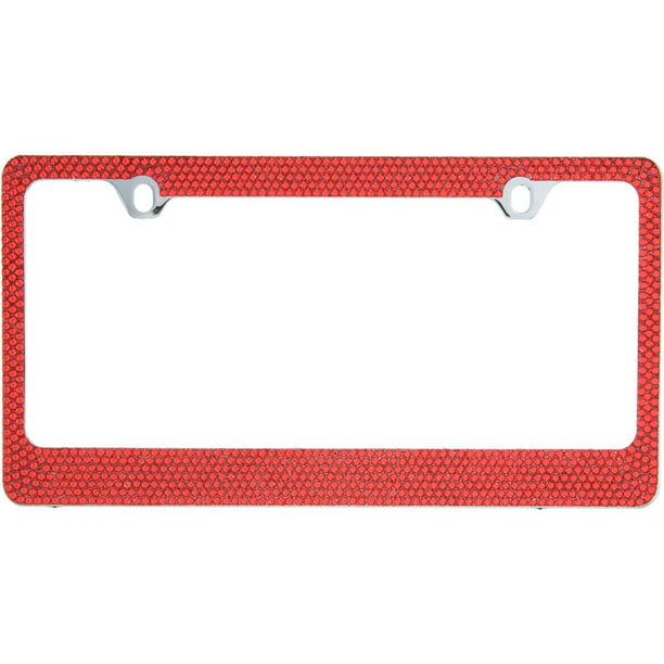 7 Rows RED Color Bling Crystal Rhinestone METAL License Plate Frame